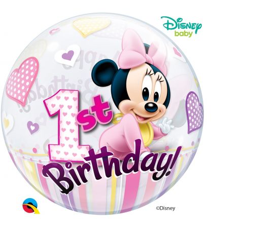 Bubble μονό Minnie 1st Birthday 22"