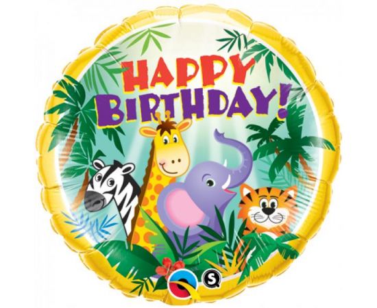 Μπαλόνι Φοιλ 18" Στρογγυλό Birthday Jungle Friends