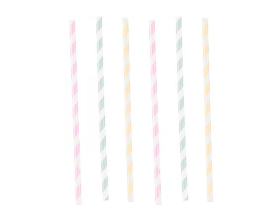 Καλαμάκια Χάρτινα Happy Birthday Pastel 12 τεμ.