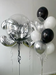 Σύνθεση Μπαλονιών Βubble Happy birthday η τύπωμα της επιλογής σας !