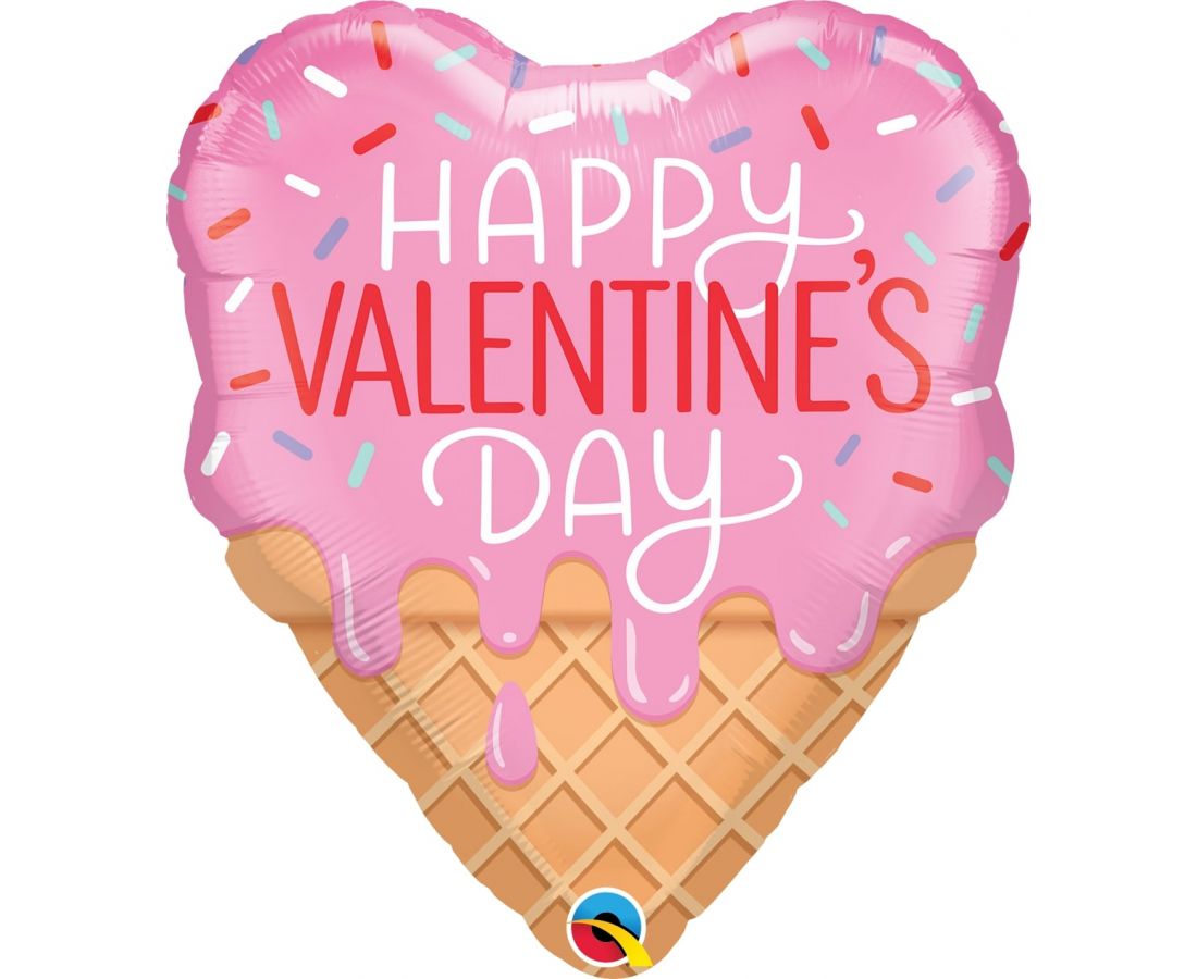 Μπαλόνι Φοιλ 21" Σχήμα Παγωτό Happy Valentine's Day / 53 εκ