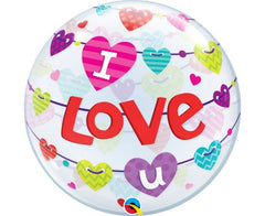 Bubble Μονό 22" I Love you Banners Hearts