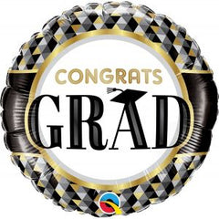 Μπαλόνι Φοιλ 18" Στρογ. Congrats Grad Black & Gold Patterns