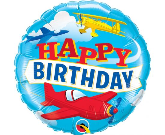 Μπαλόνι Φοιλ 18" Happy Birthday Airplanes / 46 cm Αεροπλάνο