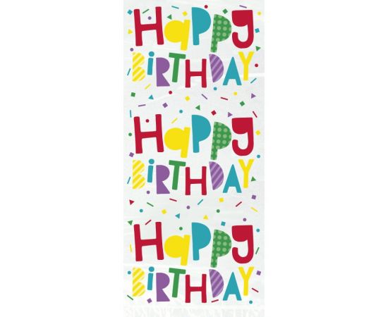 Τσάντες Δώρου Colorful Happy Birthday Cellophane Bags / 20 τεμ (28 x 13 εκ)