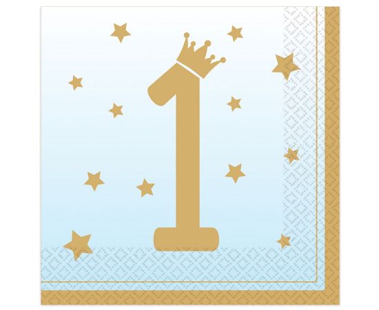 Χαρτοπετσέτες φαγητού 33εκ 1st Birthday Boy Μπλε Ombre /16 τεμ