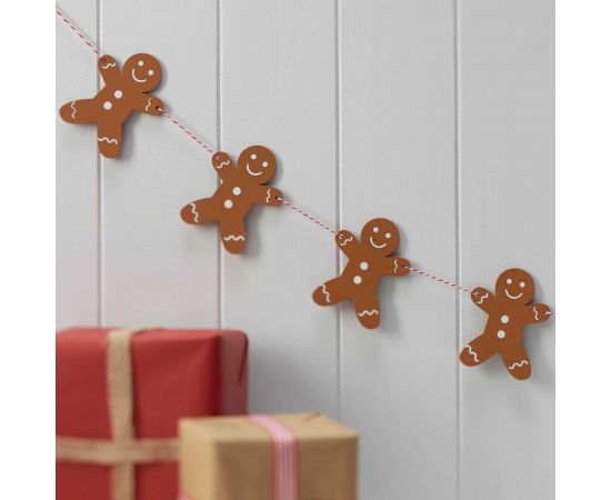 Γιρλάντα ξύλινη Gingerbread Man / Christmas (μήκος 150 εκ.)