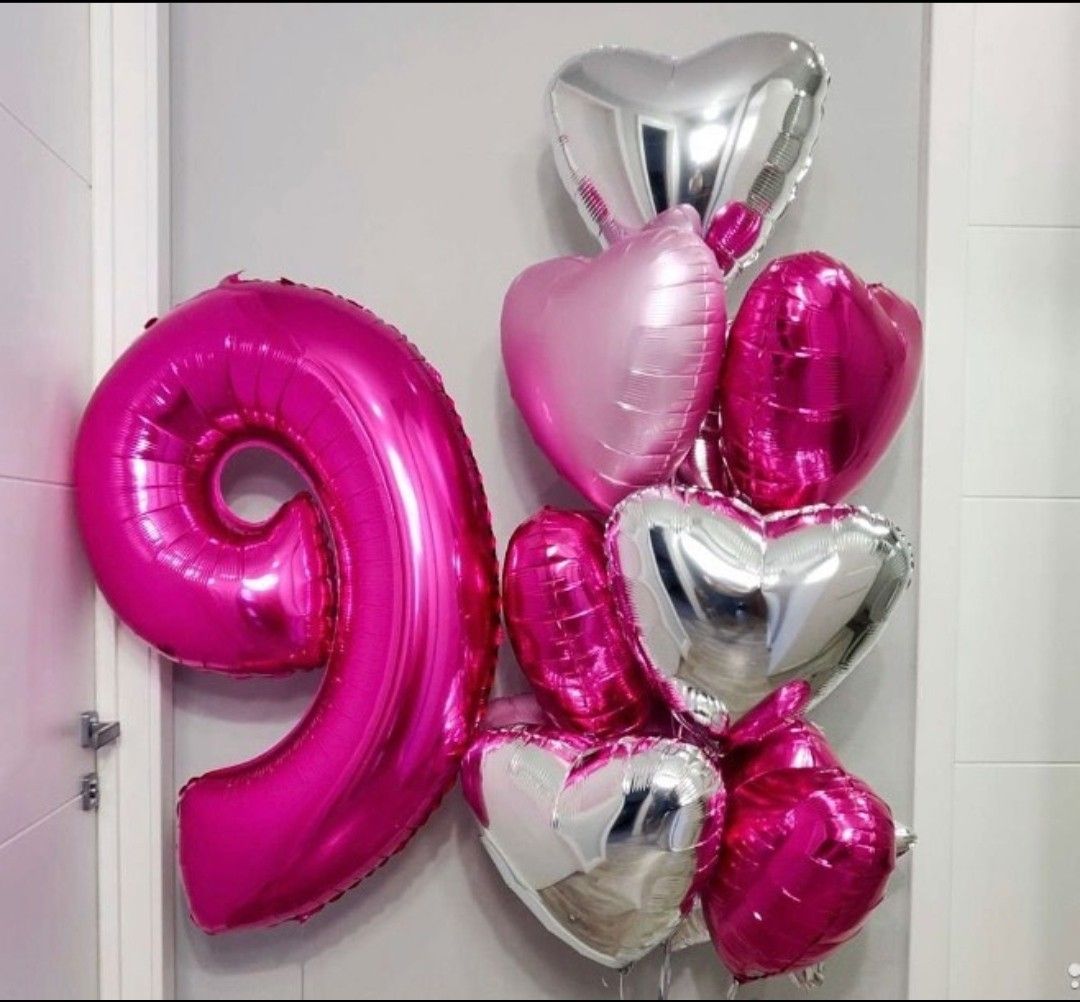 Σύνθεση Μπαλονιών Με Καρδίες Foil