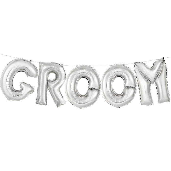 Τεράστια ασημί μπαλόνια Groom (5 τεμ)