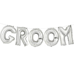 Τεράστια ασημί μπαλόνια Groom (5 τεμ)