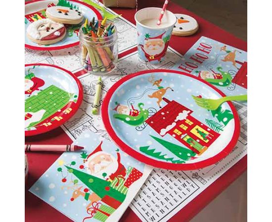 Πιάτα Χάρτινα Φαγητού "Άγιος Βασίλης" / 8 τμχ - Colorful Santa