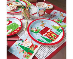 Πιάτα Χάρτινα Φαγητού "Άγιος Βασίλης" / 8 τμχ - Colorful Santa