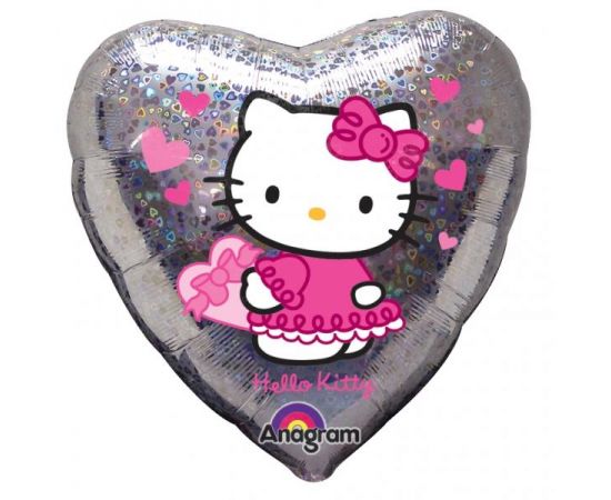 Μπαλόνι Foil 18" Καρδιά Hello Kitty Holographic Φουσκωμένο Με Ήλιο