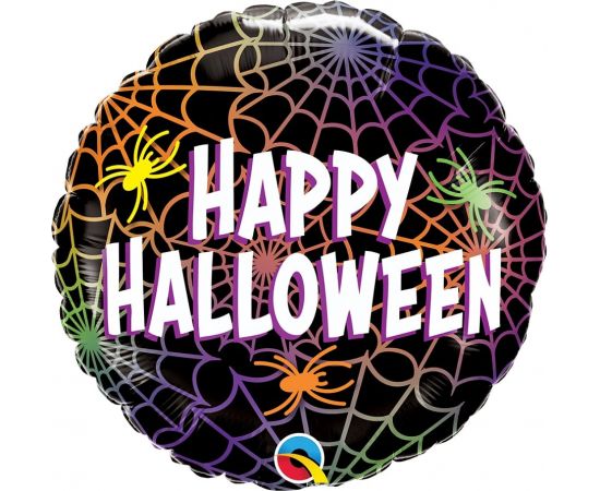 Μπαλόνι Foil Happy Halloween Spiders & Webs / 46εκ Φουσκωμένο Με Ήλιο