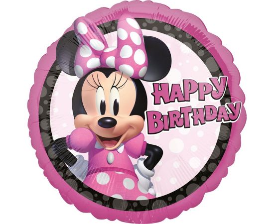 Μπαλόνι Minnie Mouse Happy Birthday/43 εκ Φουσκωμένο Με Ήλιο