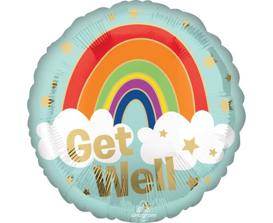 Μπαλόνι Foil Get Well Golden Rainbow/46 εκ Φουσκωμένο Με Ήλιο