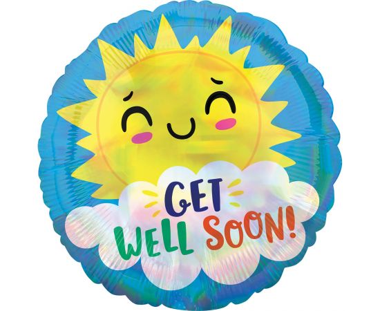 Μπαλόνι Foil Iridescent Get Well Happy Sun /46 cm Φουσκωμένο Με Ήλιο