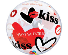 Μπαλόνι Bubble Happy Valentine Kiss 56 εκ Φουσκωμένο Με Ήλιο