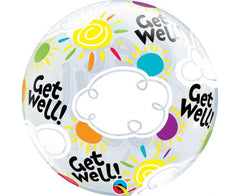 Μπαλόνι Bubble Μονό Get Well Soon Sunny Day / 56 εκ Φουσκωμένο Με Ήλιο