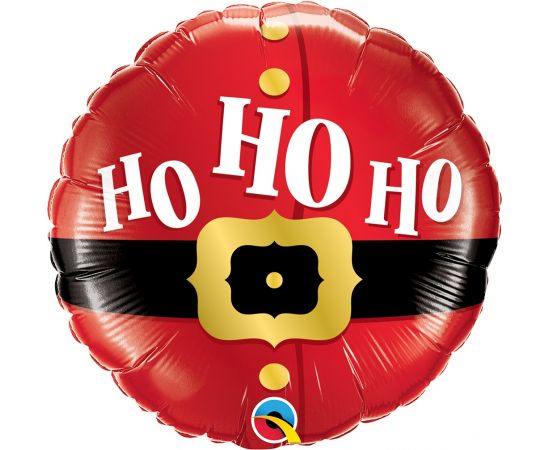 Μπαλόνι Foil 46cm Στρογγυλό Ho Ho Ho Santa"s Belt Φουσκωμένο Με Ήλιο