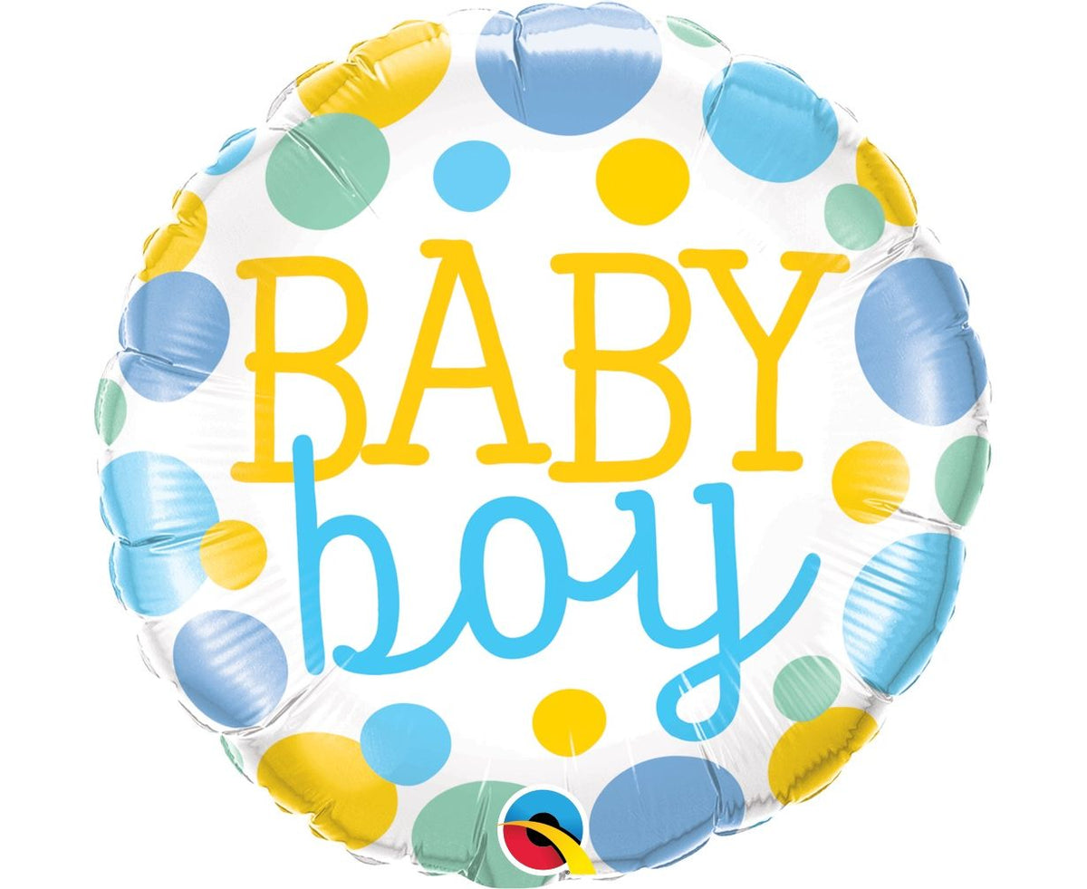 Μπαλόνι Foil Baby Boy Dots 46cm Φουσκωμένο με Ήλιο