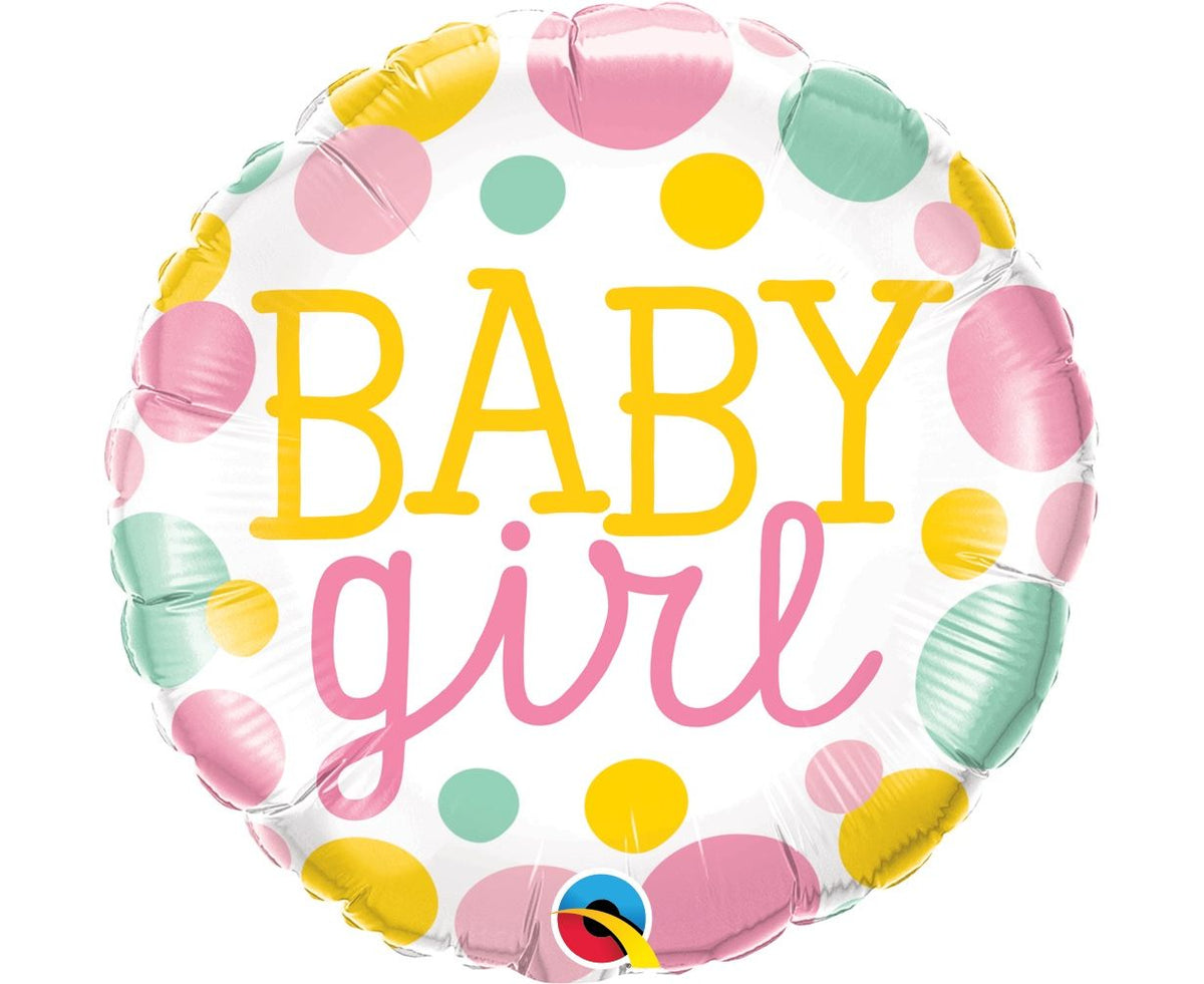 Μπαλόνι Foil 18" Baby Girl Dots Φουσκωμένο Με Ήλιο