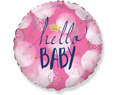 Μπαλόνι Foil Hello Baby Girl / 46cm Φουσκωμένο Με Ήλιο
